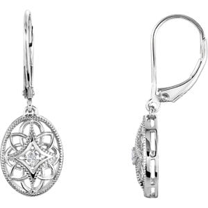 Jewels By Lux 14K White Gold Polished Dangle Leverback Earrings Jewels By Lux 14K White Gold Polished Dangle Leverback Earrings